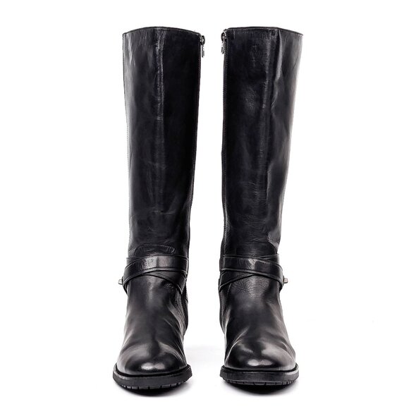 Coach Women Essex Black Leather Riding Equestrian Zip Knee Boots sz 7 - Picture 2 of 8